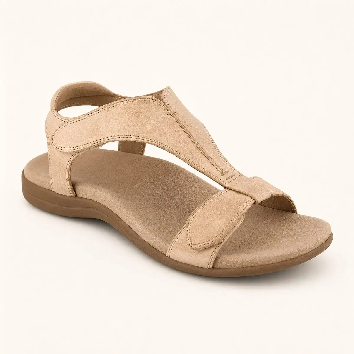 Sandales Orthopédiques Femme beige, vue trois-quarts