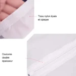 calfeutrage-climatiseur-tissu-nylon-zip-fr Gros plan sur le tissu nylon double épaisseur et la fermeture éclair centrale