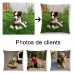 Housse de coussin personnalisée en lin — informations produit en français Housse de coussin personnalisée en lin — informations produit en français