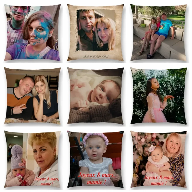 Housse de coussin personnalisée en lin — informations produit en français