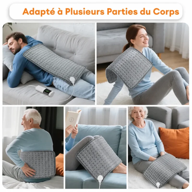 Coussin chauffant électrique 60x30CM avec 9 niveaux de tempé — informations produit en français