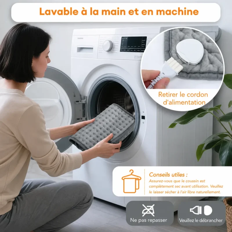 Coussin chauffant électrique 60x30CM avec 9 niveaux de tempé — informations produit en français