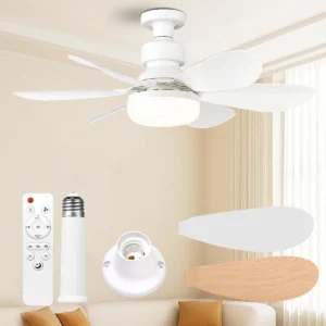 Ventilateur de plafond 52 cm blanc avec télécommande et douille E27