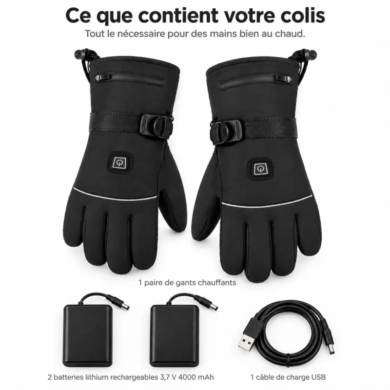Gants chauffants d'hiver pour hommes et femmes — informations produit en français