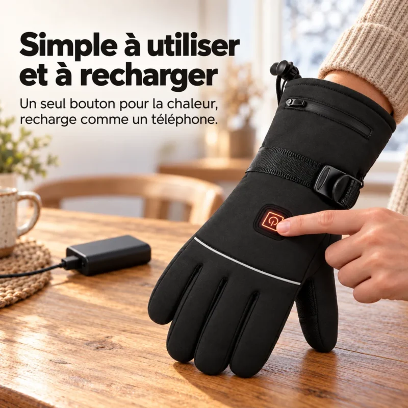 Gants chauffants d'hiver pour hommes et femmes — informations produit en français