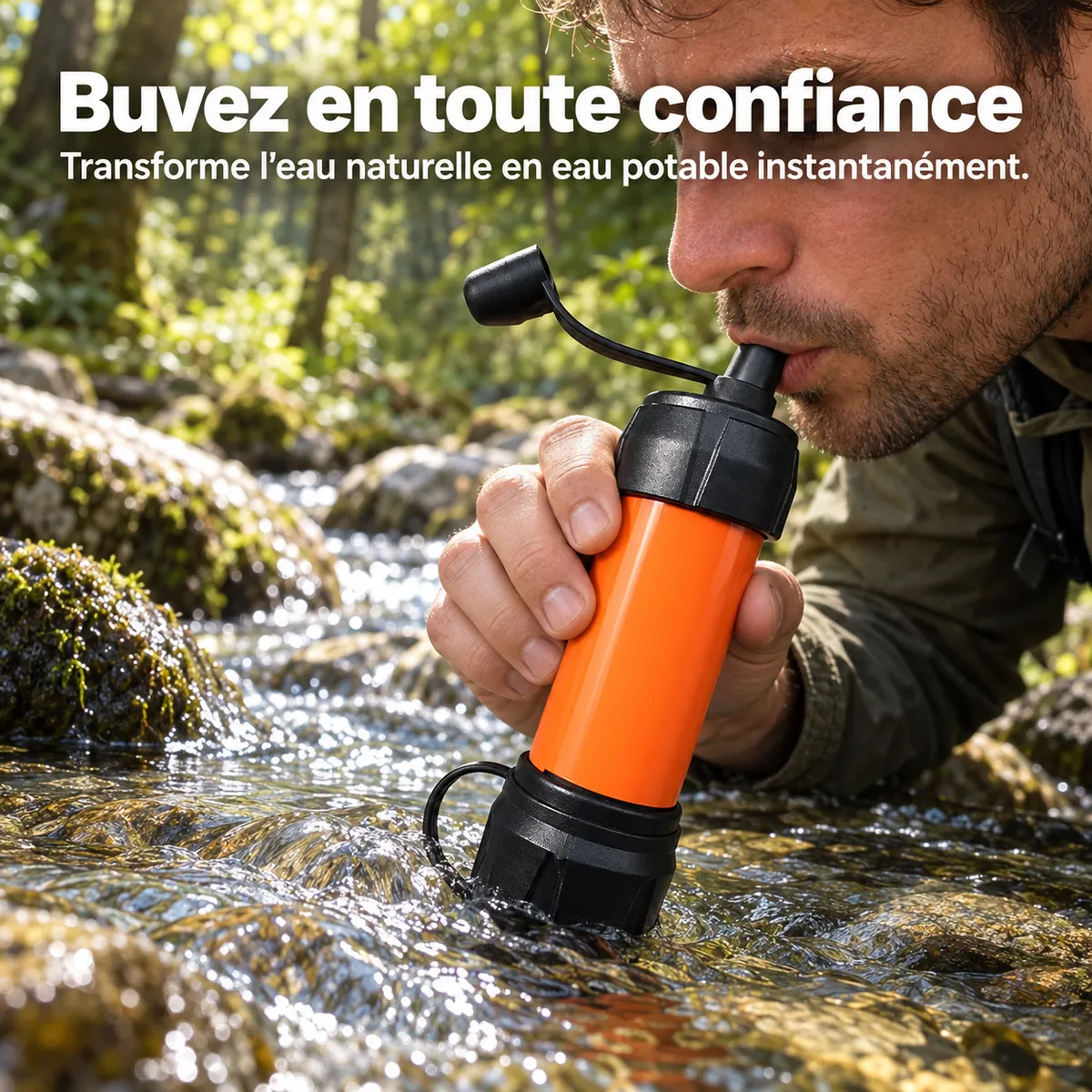 Paille Filtrante d'Urgence pour Eau Potable Sûre en Extérieur — Compagnon idéal de vos aventures